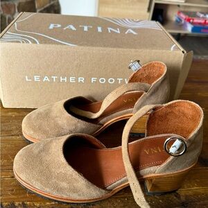 Portland Leather- Patina Heeled Mary Jane Taupe, Leather, & Suede Heels